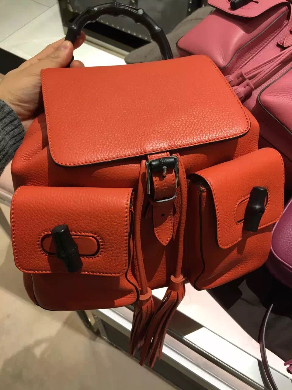 Gucci Bamboo Backpack Orange Leather 370833 A7M0N 6525